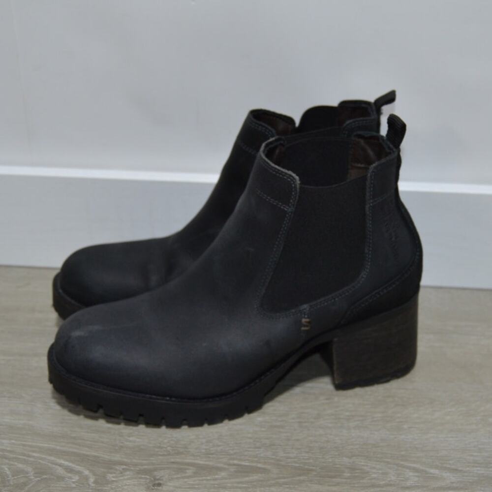 Bull Boxer Cory Black Leather Chelsea Heeled Ankle Boots Size 9 - Picture 3 of 9